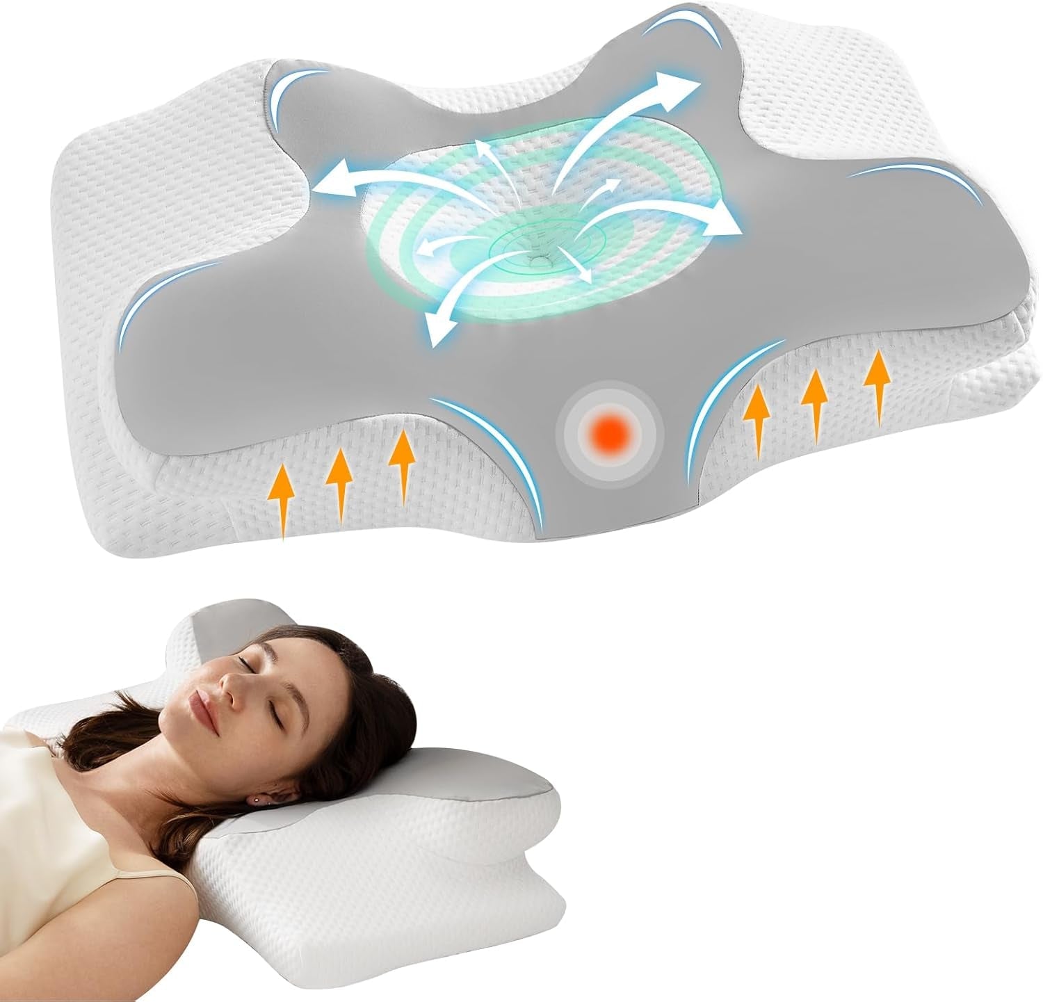 Homyrium Ergonomisches Nackenkissen Orthopädisches Kissen Memory Foam Nackenstützkissen Anti-Schnarch-Kissen Seitenschläfer Rücken Bauchkissen Grau Zervikale orthopädische Kissen Naty Shop Grau