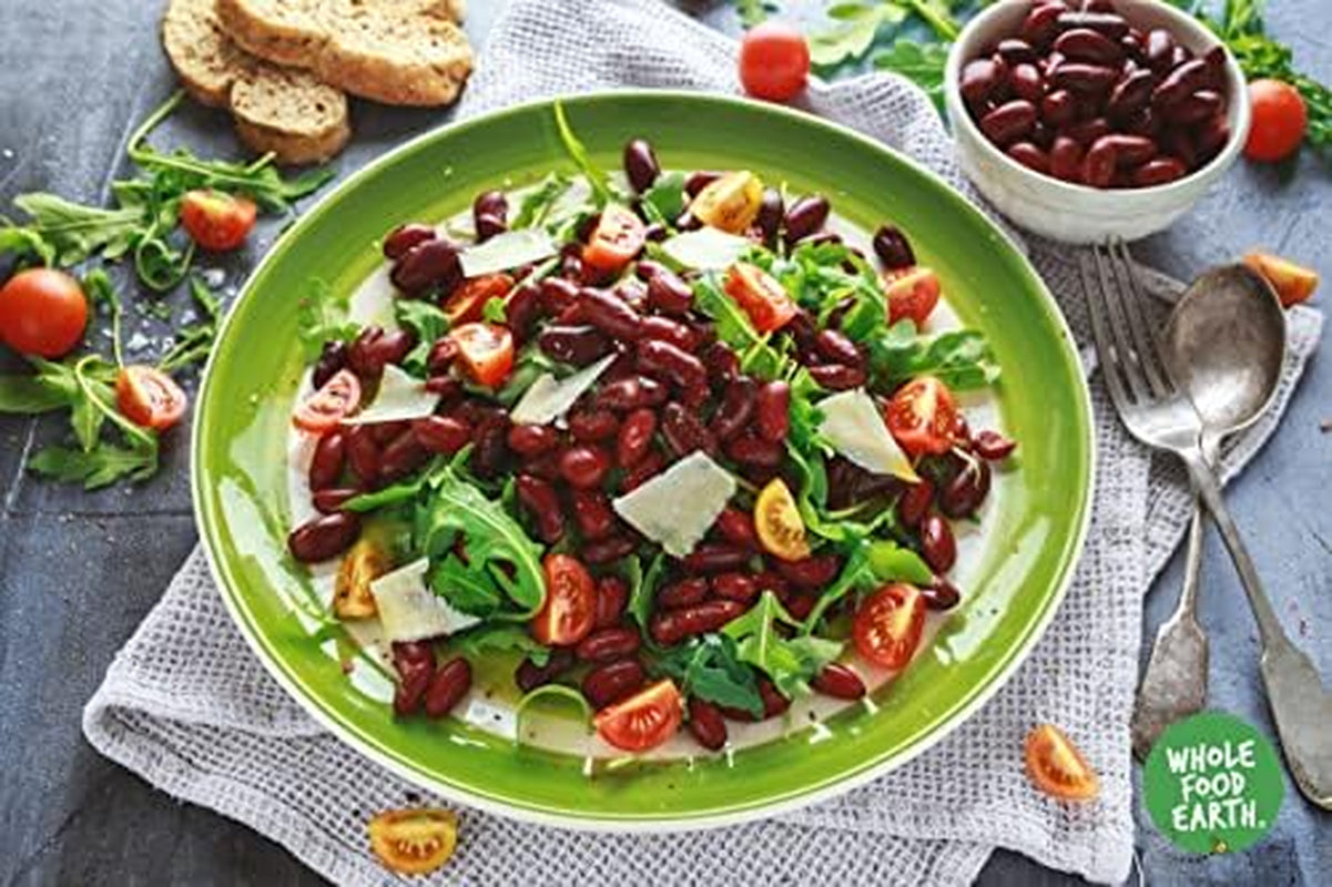 Rote Bohnen Wholefood Earth Bio 1kg Roh | Vegan | GVO-frei | Dunkelrot | Reich an Ballaststoffen | Reich an Protein | Bio-zertifiziert