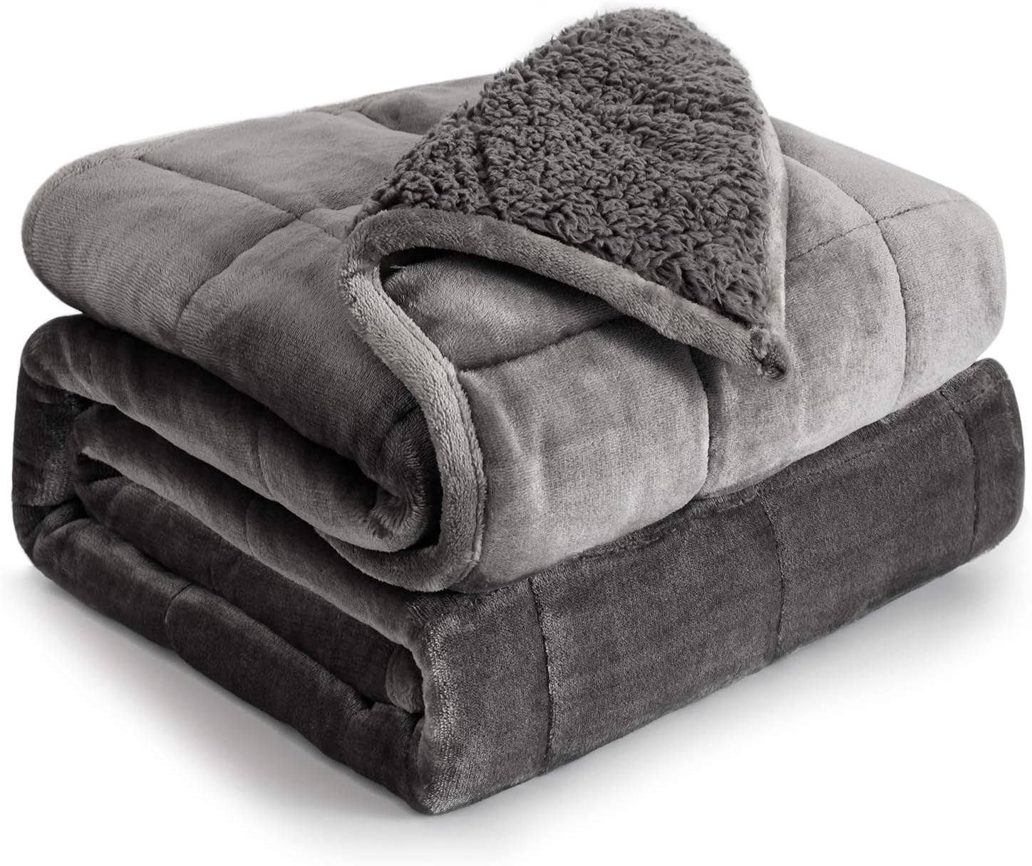 Schwere Bettdecken 152,4 x 203,2 Cottonblue schwere Bettdecken 6,8 kg, Queen-Size-Flanell, zotteliges Sherpa, schwere Bettdecke für Erwachsene, bequeme, gewichtete Decken zum Beruhigen und Entspannen, Grau, 48 x 72 15 Pfund