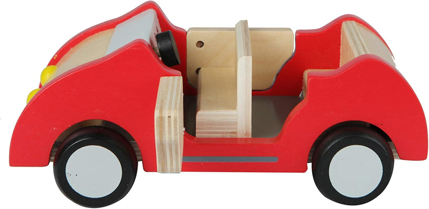 E3405 – Puppenhaus, Puppenhaus mit Zubehör, Holz und E3475 – Puppenhauszubehör, Familienauto