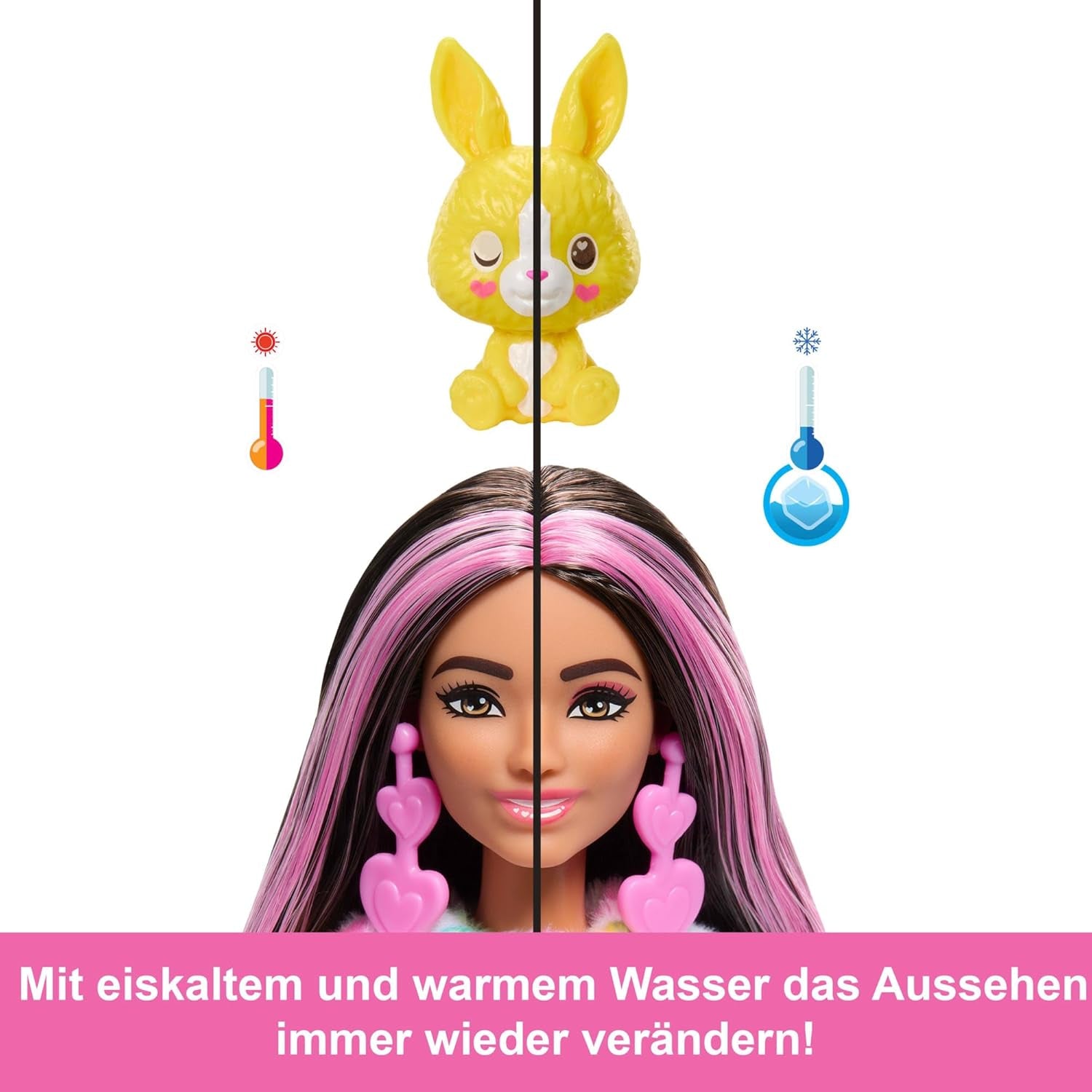 Barbie Cutie Reveal-Puppe und Zubehör, Batik-Häschen-Plüsch-Outfit und 10 farbwechselnde Überraschungen, Color Dream-Serie, HRK38 Naty Shop-Puppen