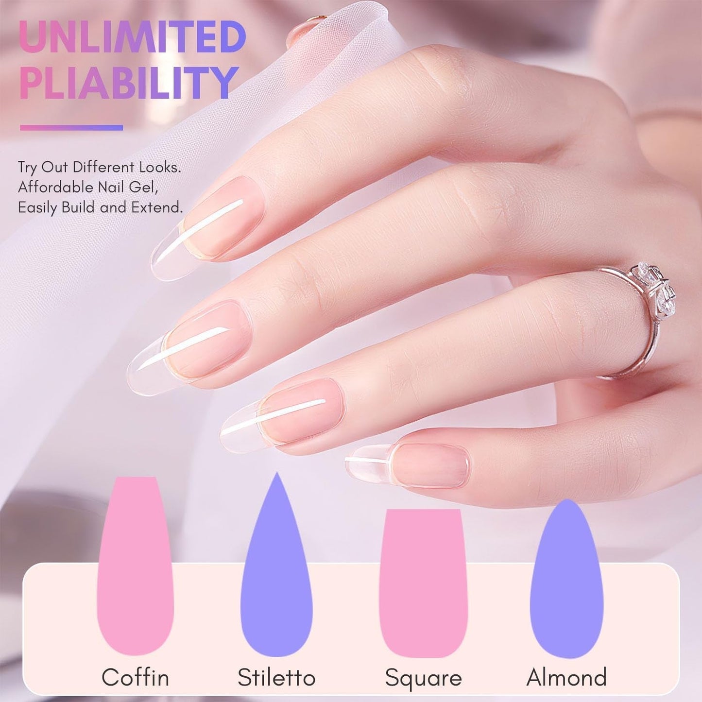 Makartt Poly Nail Extension Gel - 50 ML Extension Builder Acryl Poly Nägel Aufbaugel Extender Gel Für Gelnägel Für Nagelverlängerung, Nagelstärkung, Nail Art Dekoration (Transparent)