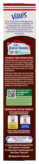 Dr. Oetker Vitalis KnusperPlus Ciocolată Dublă: Musli crocant cu lapte și ciocolată neagră, pachet de 7 (7 x 450g)