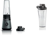 Bosch Mini-Standmixer Vitapower Serie 2 MMB2111S, Highspeed-Mixer, Bis Zu 40.000 U/min, Tritan Togo-Flasche 0,6 L, Trinkdeckel, Bruchsicher, Spülmasch.Geeignete Teile, 450W, Silber/Schwarz Kitchen Naty Shop Bundle Mit Togo-Flasche Silber / Schwarz