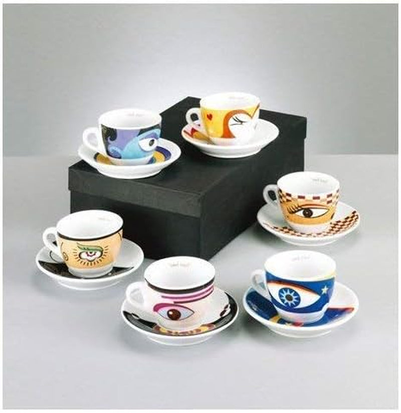Zeller 26510 Espressotassen-Set, 12-teilig, Magic Eyes, Weiß