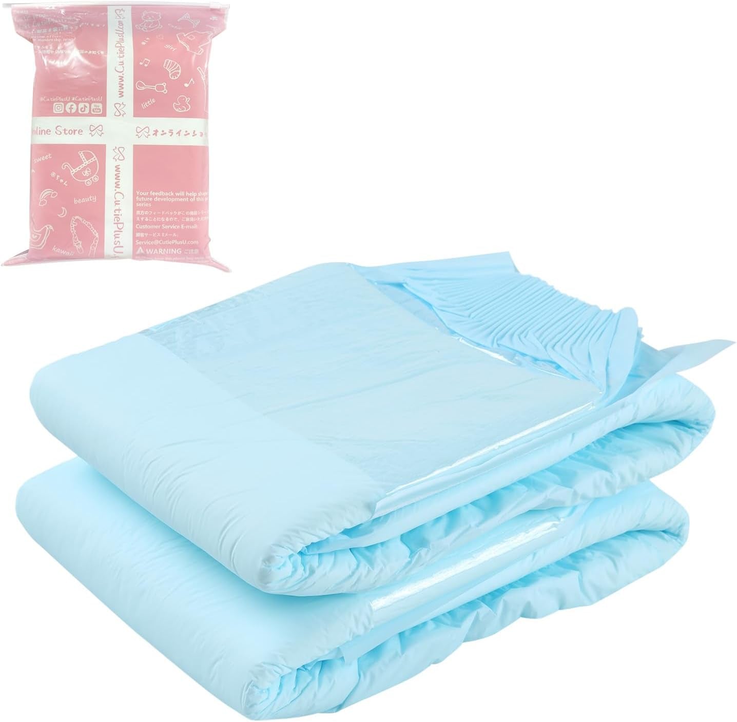 CutiePlusU Windeln für Erwachsene, trockene Oberfläche, maximale Saugfähigkeit über Nacht, Einweg-Inkontinenzwindel – Blau, Rosa, Weiß, 3er-Pack (Mittel 71–96 cm)