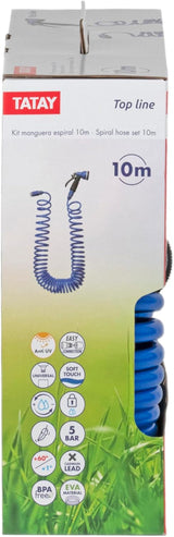 TATAY Spiralschlauch-Set 10 m mit Kunststoffzubehör mit UV-Schutz, ideal für Terrassen und kleine Gärten.