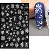 JMEOWIO Nagelsticker Weihnachten Weiß Glitter 8 Blatt Nail Art Sticker Selbstklebend Nagelaufkleber Schneeflocke Winter Urlaub Dekoration Nageldesign Zubehör