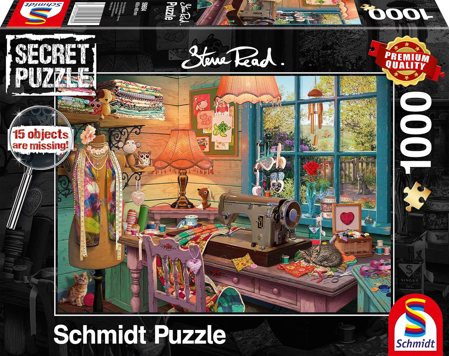 Schmidt Spiele 59654 Geheimrätsel, Im Nähzimmer, Puzzle 1000 Teile Puzzle Naty Shop Standardtitel