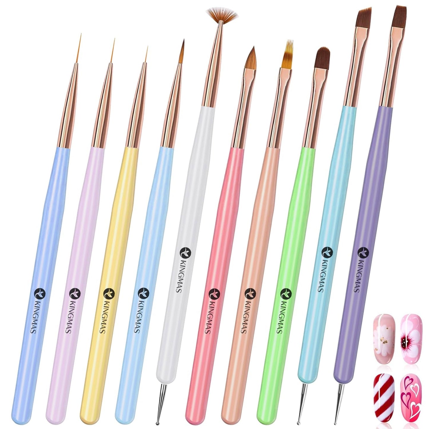 10 Stück Nail-Art-Pinsel, Nagel-Gel-Nagellack-Malpinsel, Zeichenstift, Nagel-Liner-Pinsel und Nagel-Dotting-Stift für Gel-Nagellack, DIY, Maniküre, Salon zu Hause