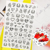7 Blätter Nagelsticker Selbstklebend Nagelsticker Blumen Abstrakt 3D Schwarz Nagelaufkleber Nageldesign Herzform Wörter Pflanzen Nagel Sticker DIY Nail Art Zubehör Maniküre Dekoration