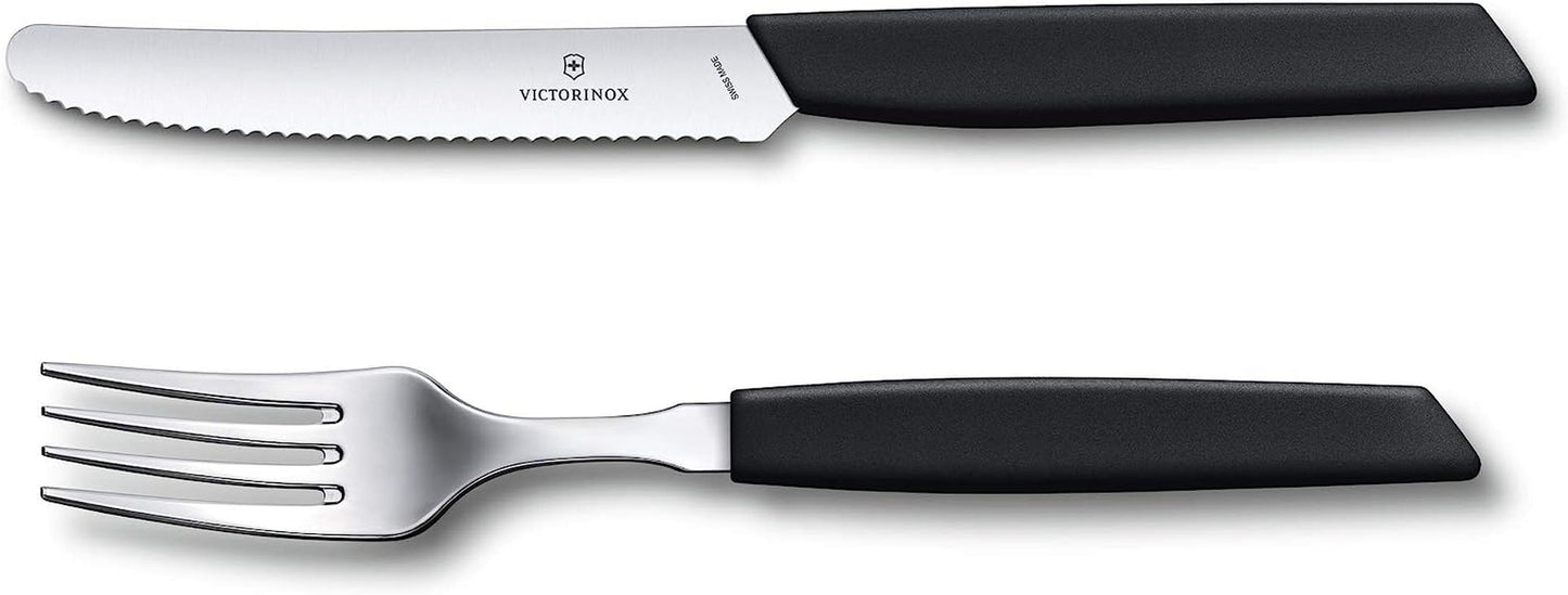 VICTORINOX Modernes Schweizer Besteckset für 6 Personen 12-teilig Kitchen Naty Shop Schwarz