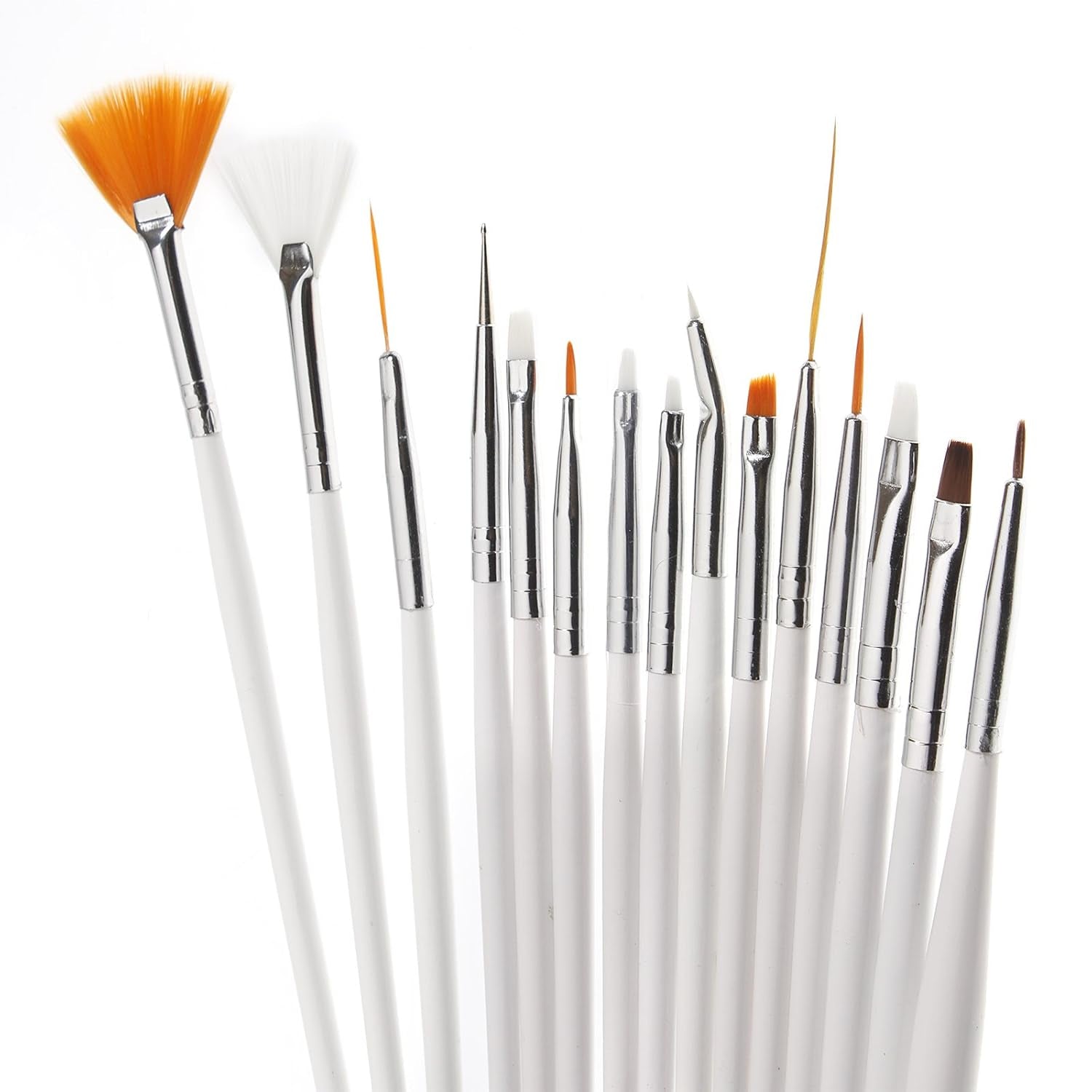 ® 20 x professionelle Nagelpinsel, Gel, Malpinsel, Künstlerpinsel, French-Nagelpinsel-Set, Werkzeugset mit spitzer Spitze, für Nageldesign, Malen, Punktmuster usw., mit Tasche