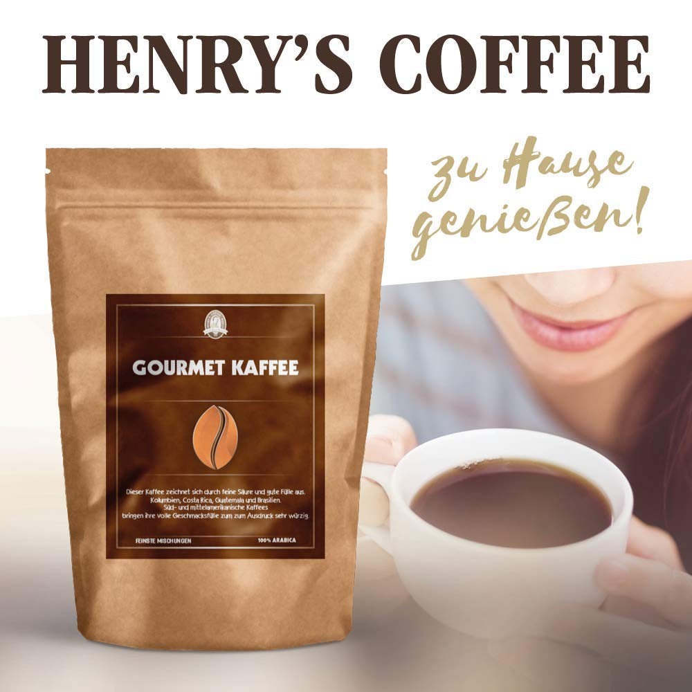 Henry's Gourmet Coffee 1000g - abgerundete Aromen - voller Körper - handwerkliche Röstung - Premium Kaffeebohnen