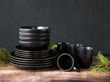 CreaTable, 22699, Serie Industrial Gold BLACK, 16-teiliges Geschirrset für 4 Personen, Kombiservice aus Porzellan, spülmaschinen- und mikrowellengeeignet, hochwertige Herstellung