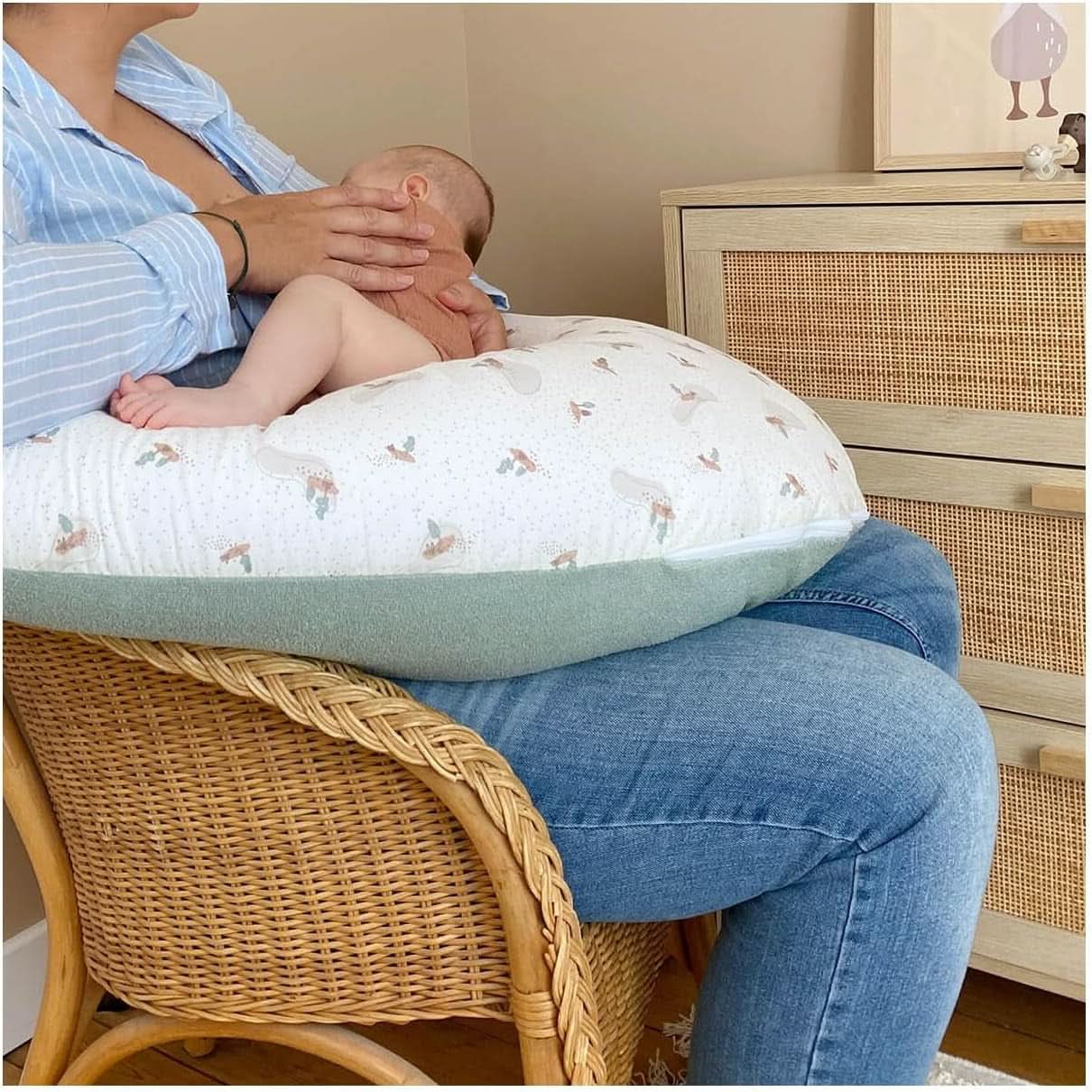 Schwangerschaftskissen - Stillkissen - 2 in 1 Multifunktionskissen - Abnehmbarer Bezug 78 x 44 cm Zubehör Essen und Stillen Bebe Naty Shop