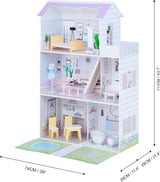 Teamson Kids Olivias Little World Riesenpuppenhaus mit 16 Puppenzubehör, Holzpuppenhaus mit Möbeln, 3-stöckig, Kinderpuppenhaus für 12 Zoll/30 cm Puppen, ab 3 Jahren Naty Shop Puppenhäuser