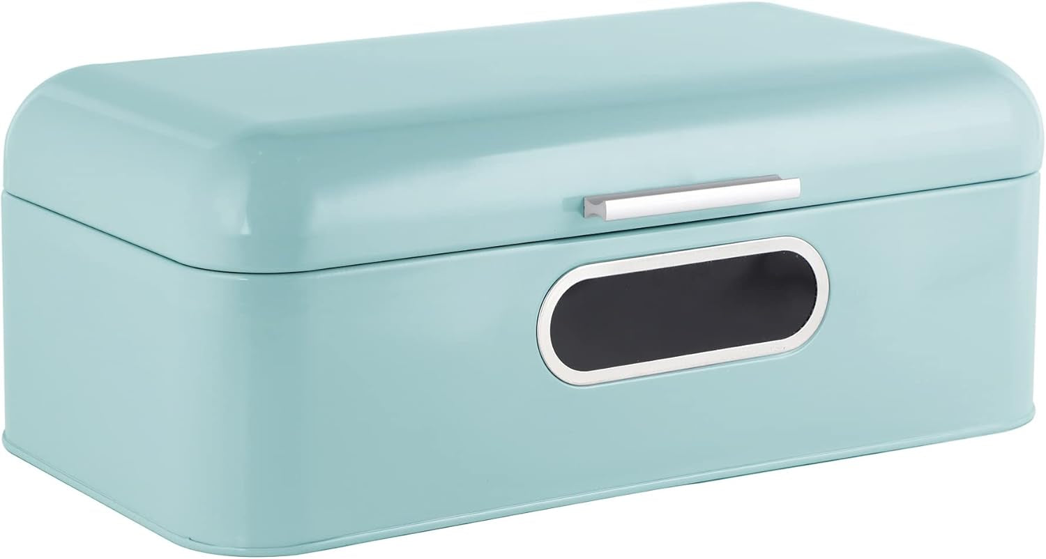 ECHTWERK Retro-Brotkasten aus Metall mit Sichtfenster und Deckel, 3er-Set, elegante Aufbewahrungsboxen, 1,4 l Fassungsvermögen, rote Frischhalteboxen, Naty Shop, Hellblau, großes Einzelfenster, Einzelfenster