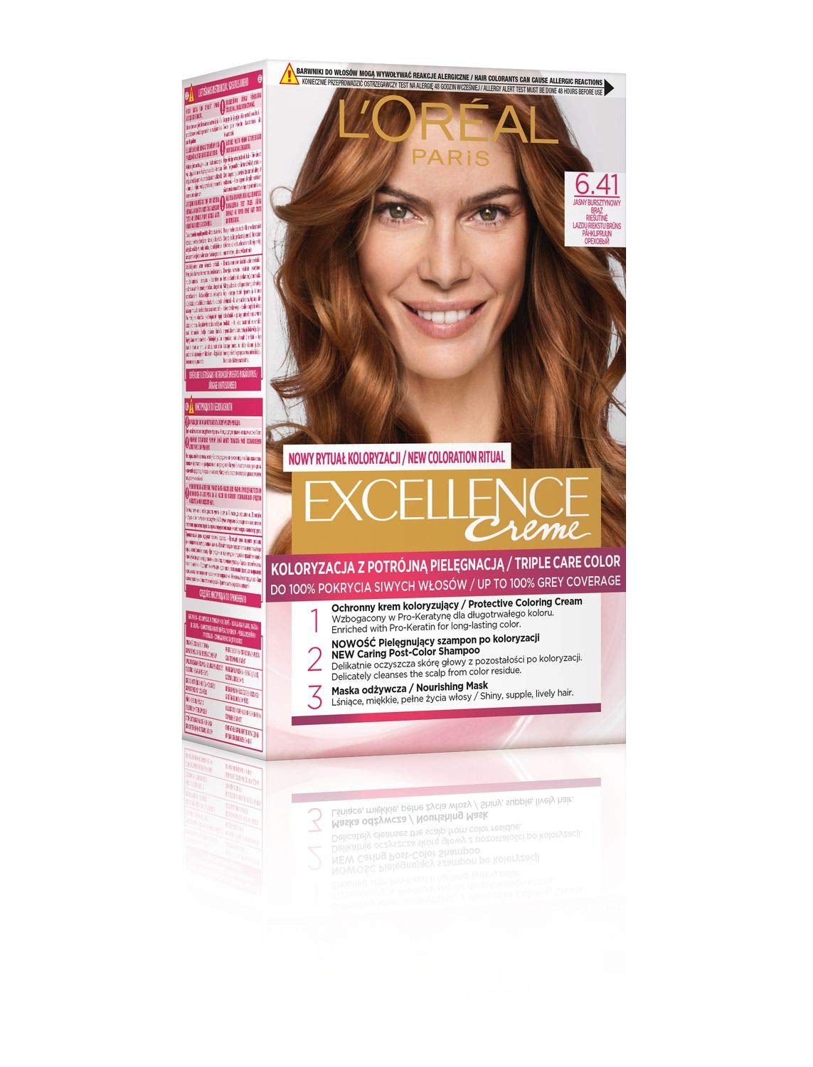 L'Oréal Paris Excellence 6.41 Haarfarbe – Helles Bernstein-Bronze Naty Shop Haarfärbemittel 6.41 Helles Bernstein-Bronze