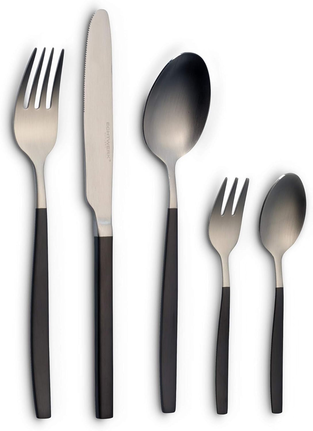 Echtwerk Positano Due-Bronze Besteckset, Black Edition, 20-teilig, 4 Personen Kitchen Naty Shop Silber / Schwarz
