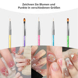 8 Stück Nagel Pinsel, Nagelkunstpinsel Pinsel Set, Pinsel Für Nägel Mit Doppelkopf Nail Art Pinsel Set Dotting Pen Und Gel Pinsel für Nägel Präzise Pinsel Für Nageldesign Und Verzierungen