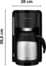 Rowenta Adagio Filter-Espressomaschine, Thermokaraffe aus Edelstahl, hält den Kaffee bis zu 4 Stunden heiß, 10–15 Tassen Fassungsvermögen, 1,25 l Fassungsvermögen, abnehmbarer Filterkorb, automatische Abschaltung, Schwarz, CT3818