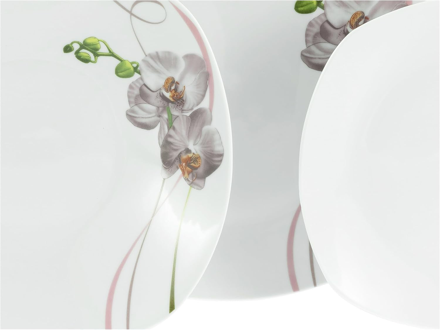 CreaTable, 24024, Serie „Square Orchid“, 18-teiliges Tafelservice für 6 Personen, Kaffeeservice aus Porzellan, spülmaschinen- und mikrowellengeeignet, hochwertige Herstellung
