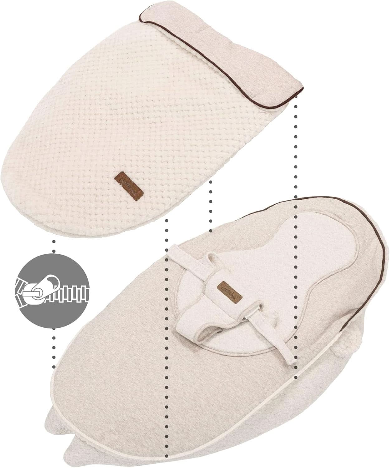 Multifunktionales Stillkissen, 4 in 1, Soft Nova, beige, Einzelkissen: 202 cm, Sessel, 40 x 75 x 22 cm Zubehör Essen und Stillen Bebe Naty Shop