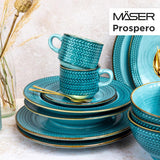 Prospero Premium-Kaffeeset für 4 Personen, Restaurantqualität, 12-teiliges modernes Kaffeeservice im einzigartigen Vintage-Stil, langlebiges Porzellan, Blau