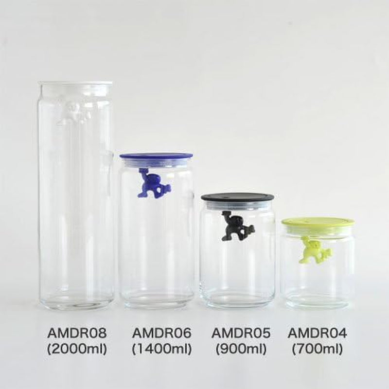 Alessi „Gianni“ Küchenglas aus Glas mit versiegeltem Deckel, thermoplastisches Harz, schwarz, 27,5 x 13,5 x 28 cm. Aufbewahrungsboxen für Lebensmittel, Naty Shop