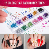 FANDAMEI Nail Art Pinsel Set, 15 Stücke Pinsel Für Gelnägel Nagel Pinsel, 5 Stücke Gepunkteter Stift, 10 Rolle Streifenband Nägel, Strasssteine ​​​​Nägel, Ultra Dünne Nagel Pailletten Für Nagelkunst Maniküre Set