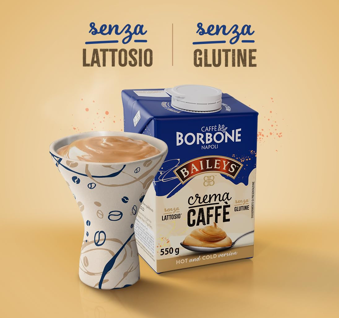 Caffè Borbone Baileys Kaffeecreme – Creme auf Milchbasis mit laktosefreiem, löslichem Kaffee, mit Baileys – laktose- und glutenfrei – 550-Gramm-Kartonpackung
