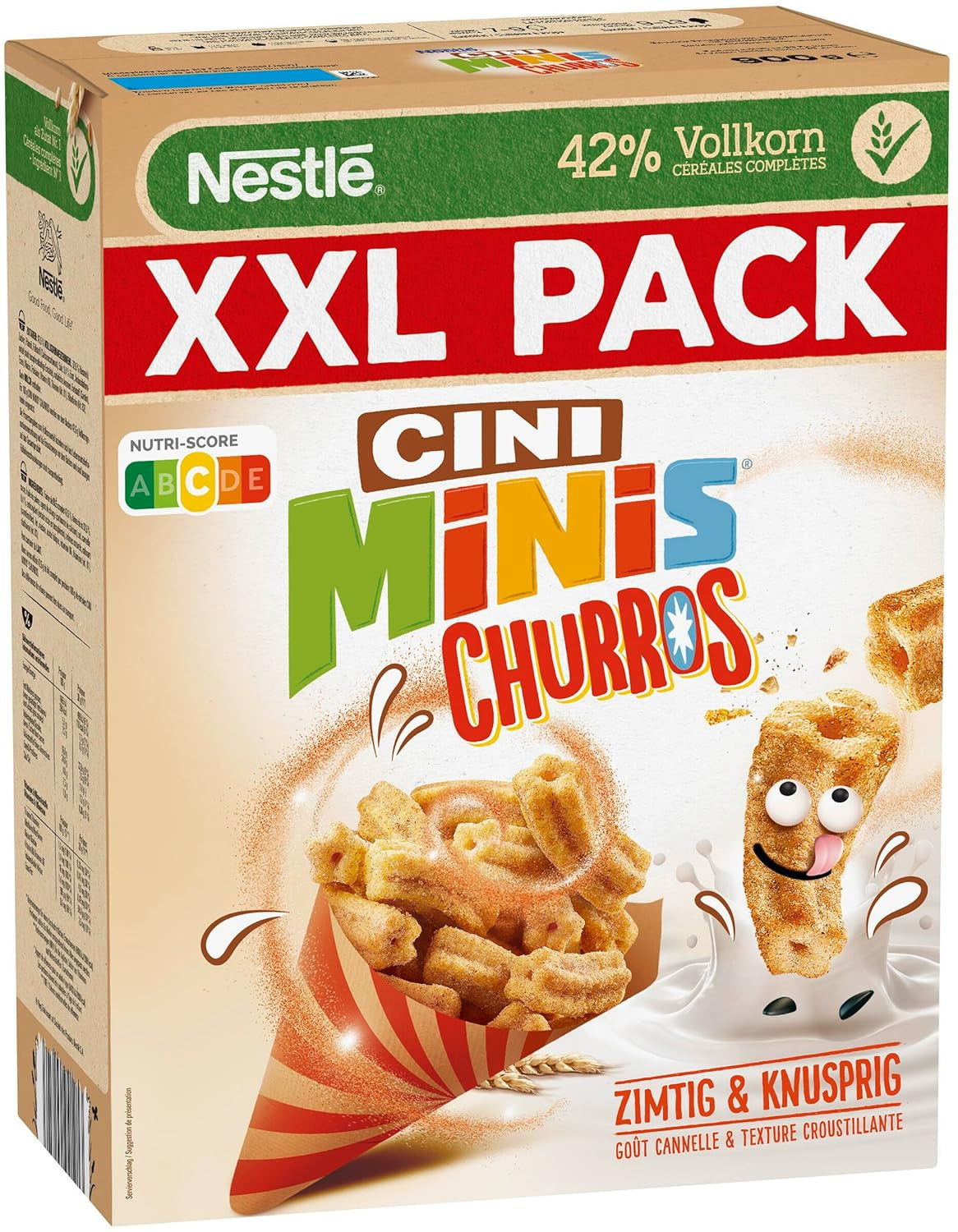 Frühstückscerealien Nestlé CINI MINIS Churros mit 42 % Vollkornanteil, 6er Pack (6 x 900g)