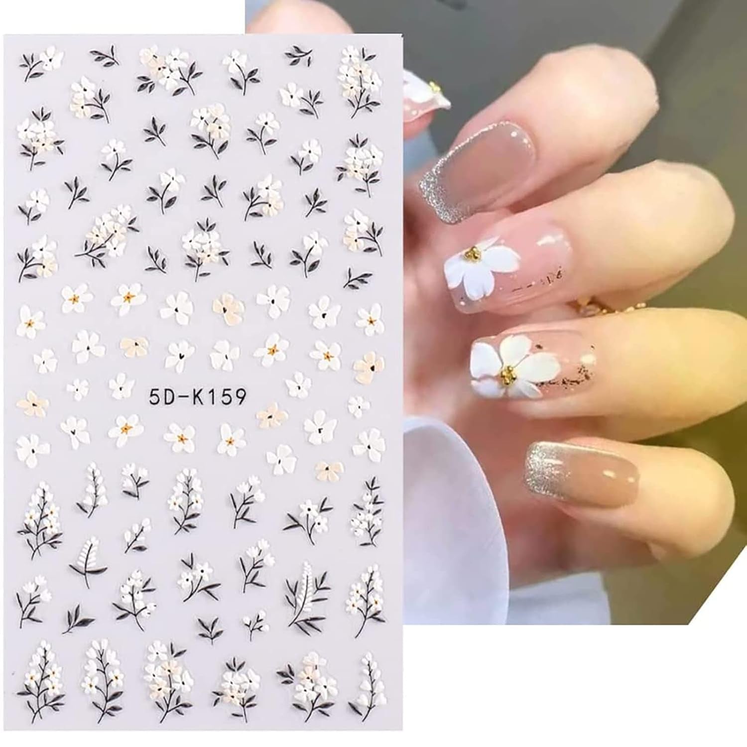 Nagelsticker-Set für einzigartiges Nageldesign, 4 Blatt Frühlingsthemen Nail Art Zubehör, perfekt für 3D-Gel-Nägel und UV-Gel-Streifen