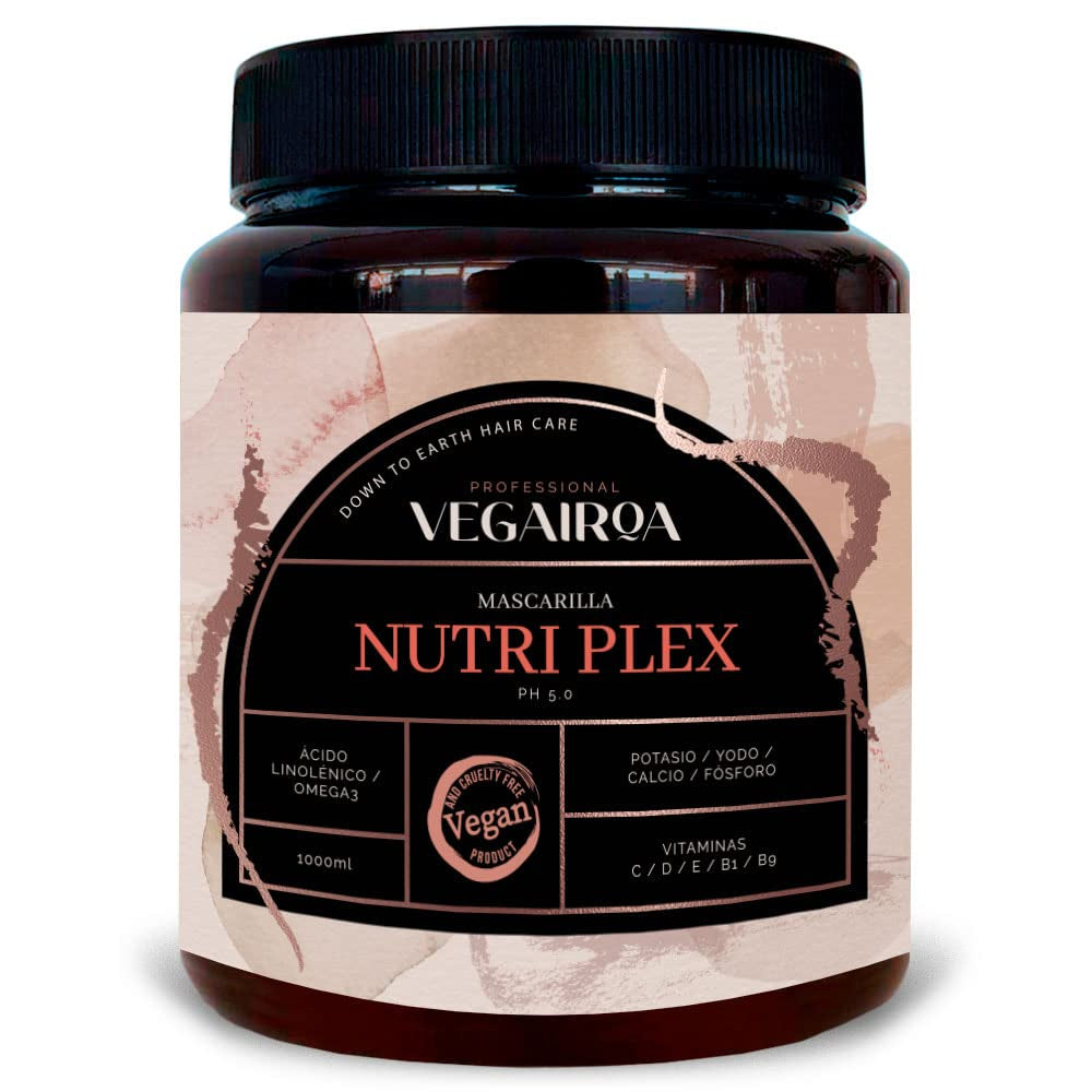 VEGAIROA – Nutri Plex Mask – Intensive Pflege – Tiefenwirksame Feuchtigkeitspflege – Frizz-Schutz-Effekt – Für trockenes Haar – Professionelles veganes Stylingprodukt – 1000 g Naty Shop Haarmaske Standardtitel