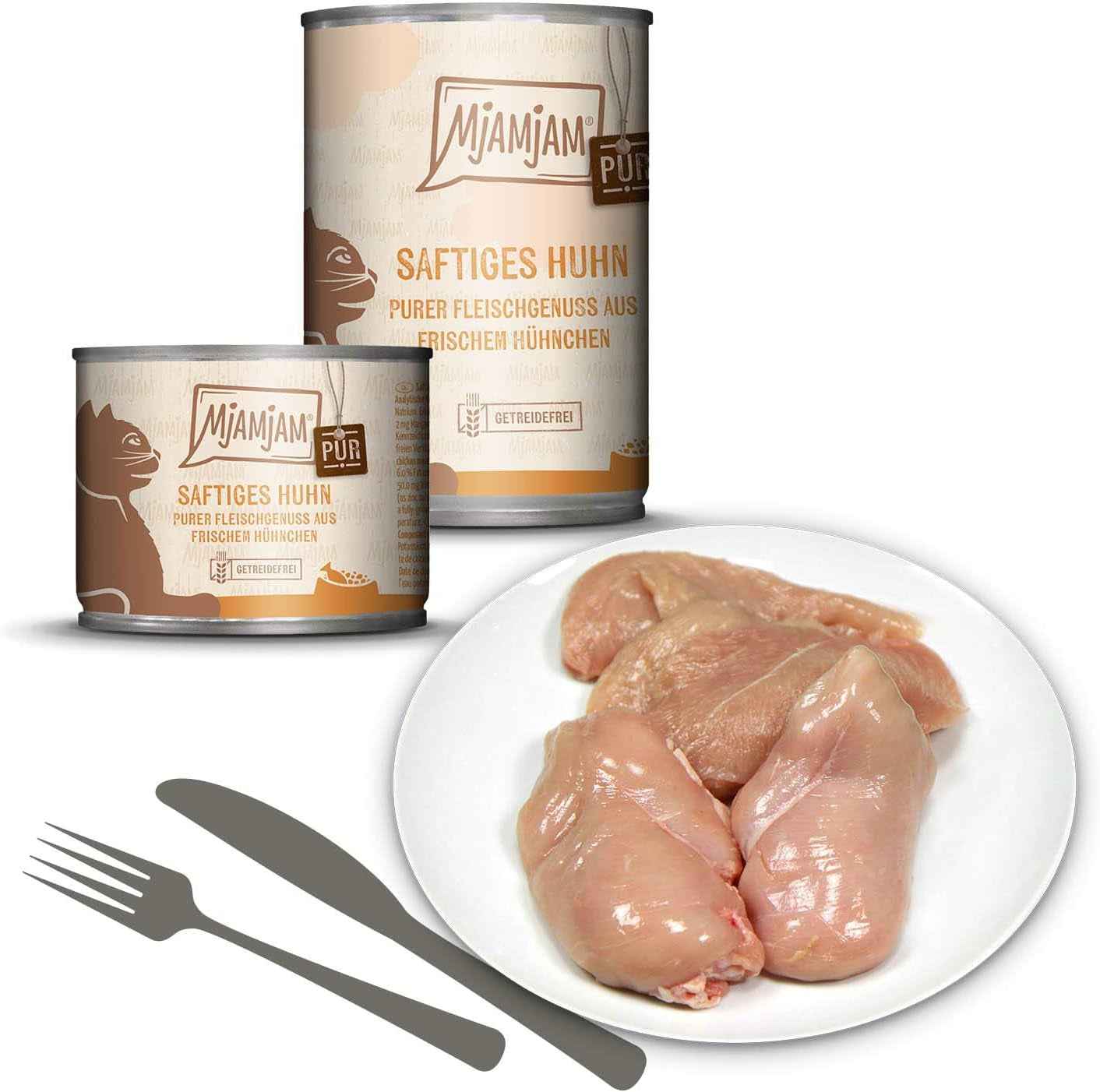 MjAMjAM – Premium-Nassfutter für Katzen – Pack Mix V – reiner Fleischgenuss, 6er-Pack (6 x 400 g), getreidefrei mit extra Fleisch