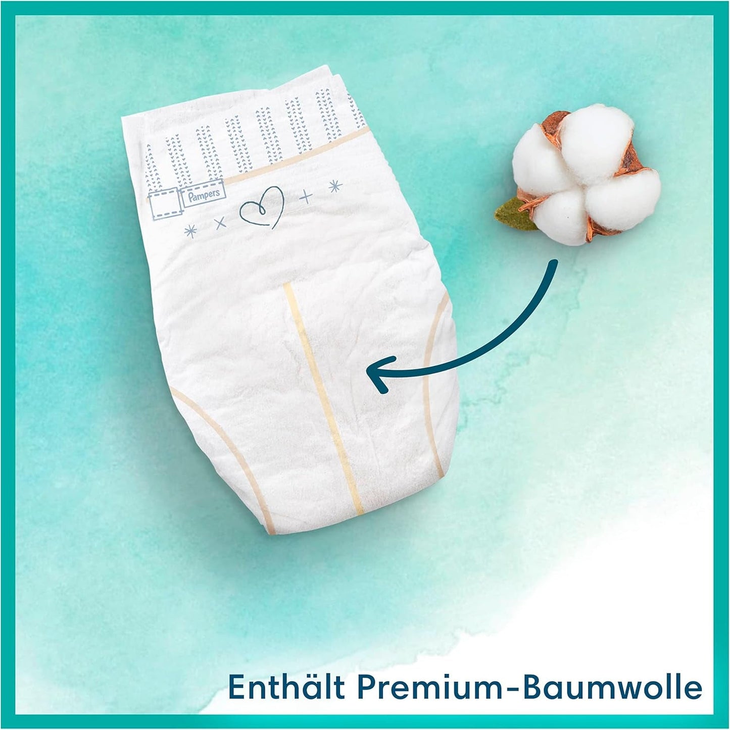 Pampers Babywindeln, Größe 2 (4–8 kg), Harmony, Half Moon Box, sanfter Hautschutz und pflanzliche Inhaltsstoffe, 240 Stück