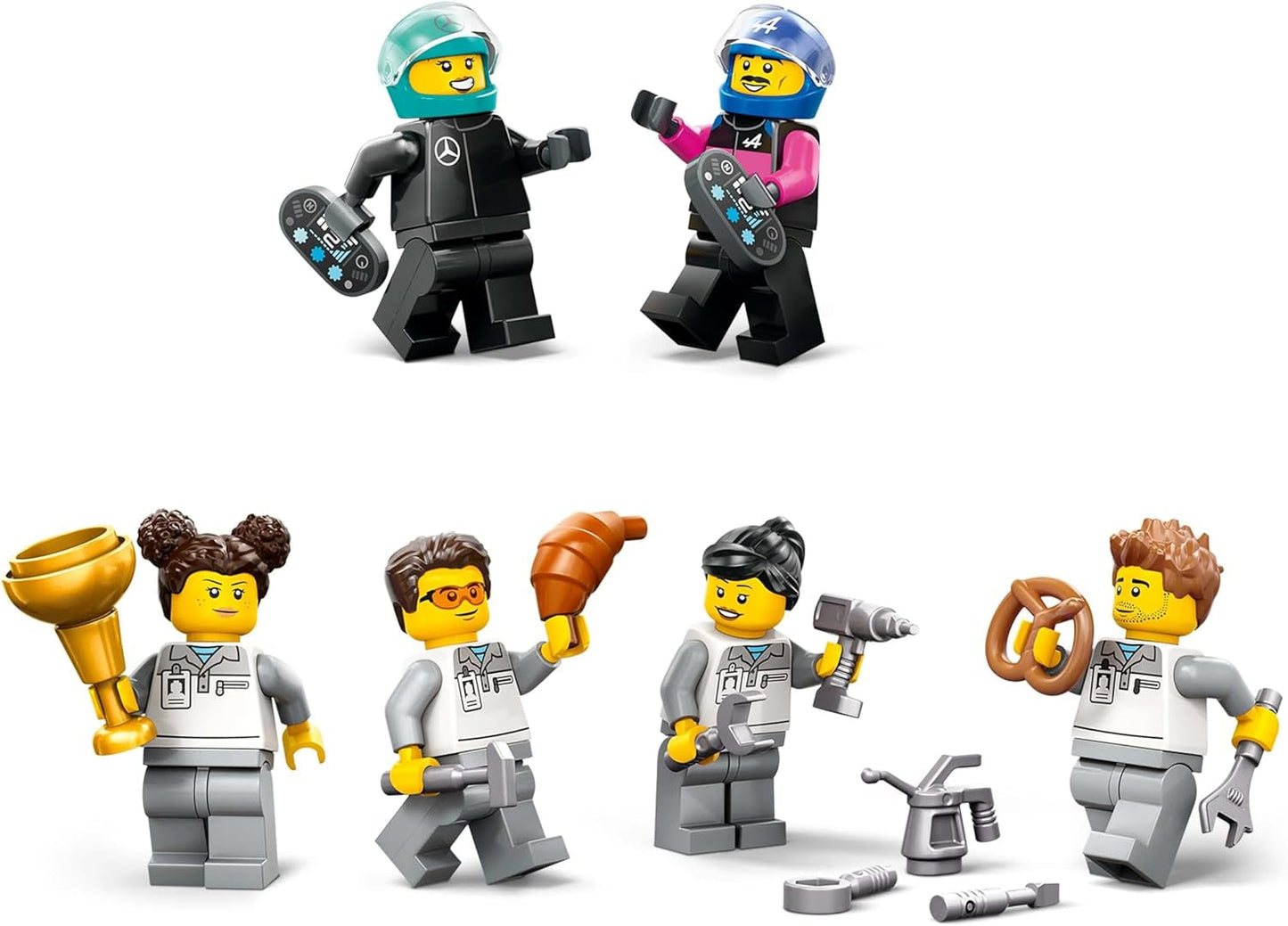 LEGO City F1-Garage mit Mercedes-AMG- und Alpine-Rennwagen – Formel-1-Rennwagen mit 2 Fahrern und 4 mechanischen Minifiguren – Geschenk für Jungen und Mädchen ab 7 Jahren und Fans 60444 Besuche den LEGO-Store Bausets
