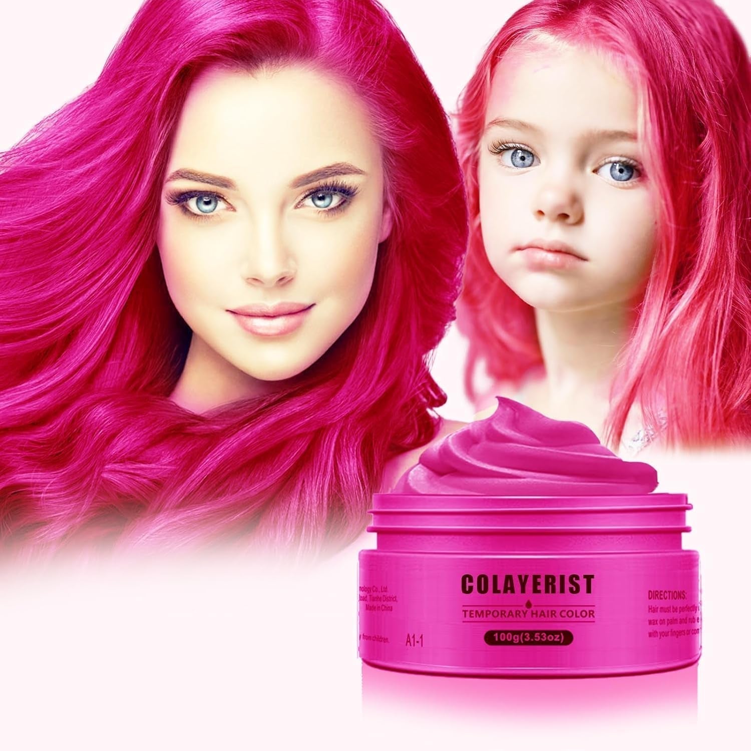 COLAYERIST Waschbares schwarzes temporäres Haarfärbemittel, Haarfärbewachs für Männer und Frauen, Haarwimperntusche für Party oder Cosplay, saubere Haarfärbeprodukte, Haarfärbemittel, Naty Shop Pink