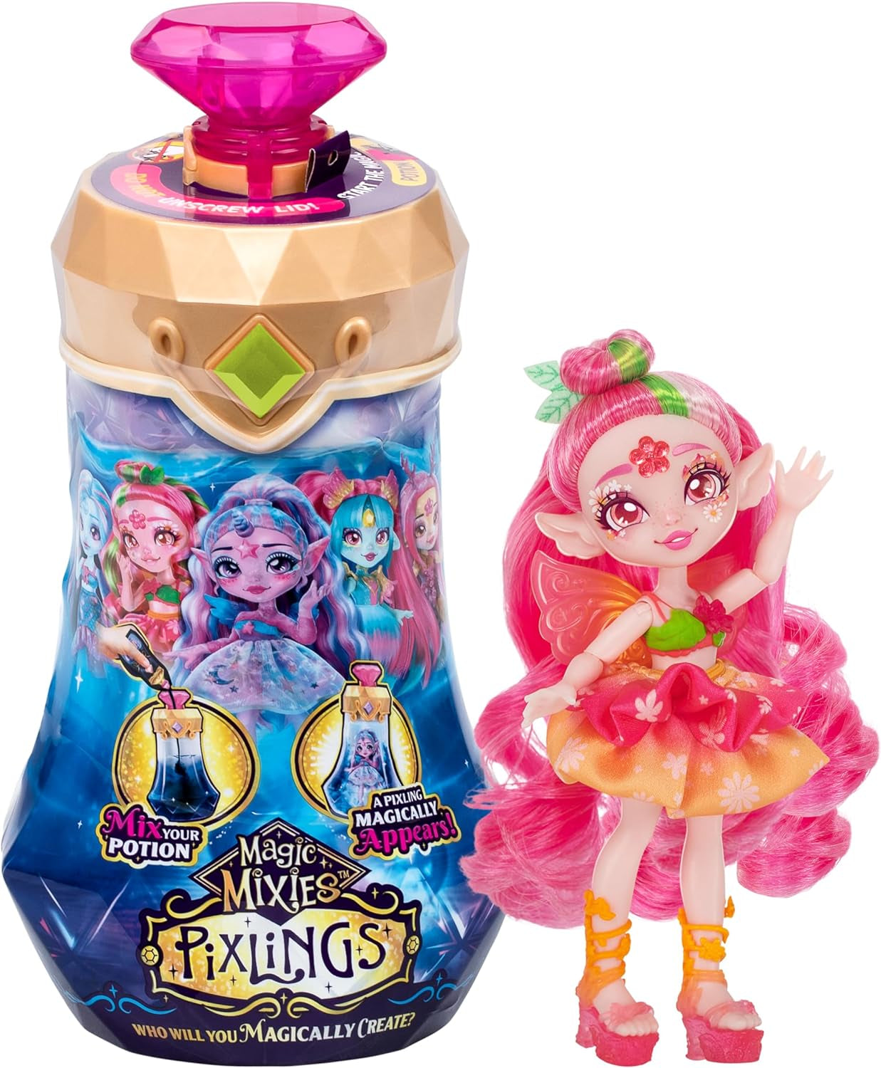 Pixlings Faye Deer Doll: Die magische Enthüllung der wunderschönen und detaillierten 16,5 cm großen Pixlings-Puppe in einer Zaubertrankflasche