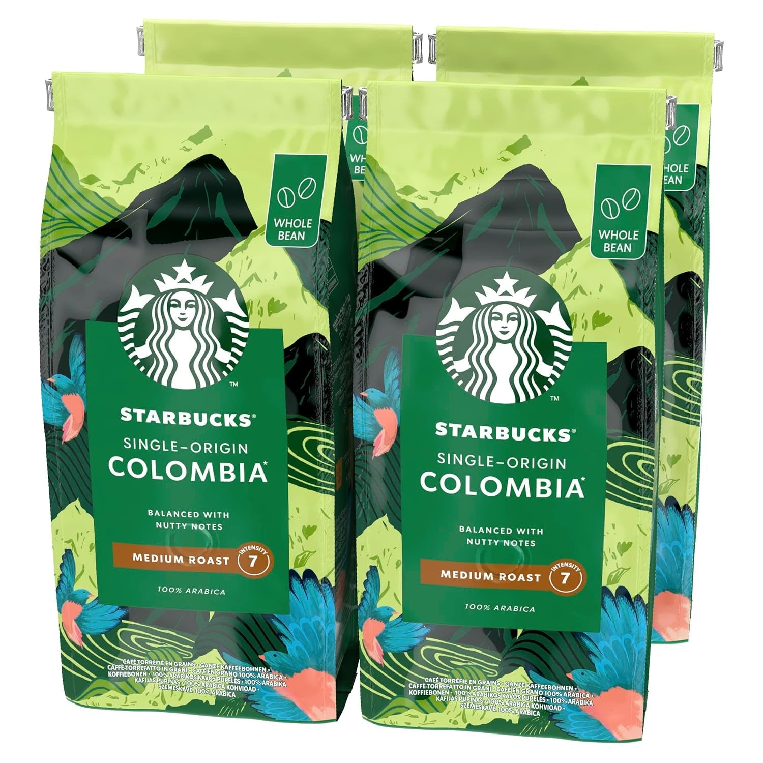 STARBUCKS Single Origin Colombia Kaffee, mittlere Röstung, ganze Bohne, 450 g (4er-Pack)