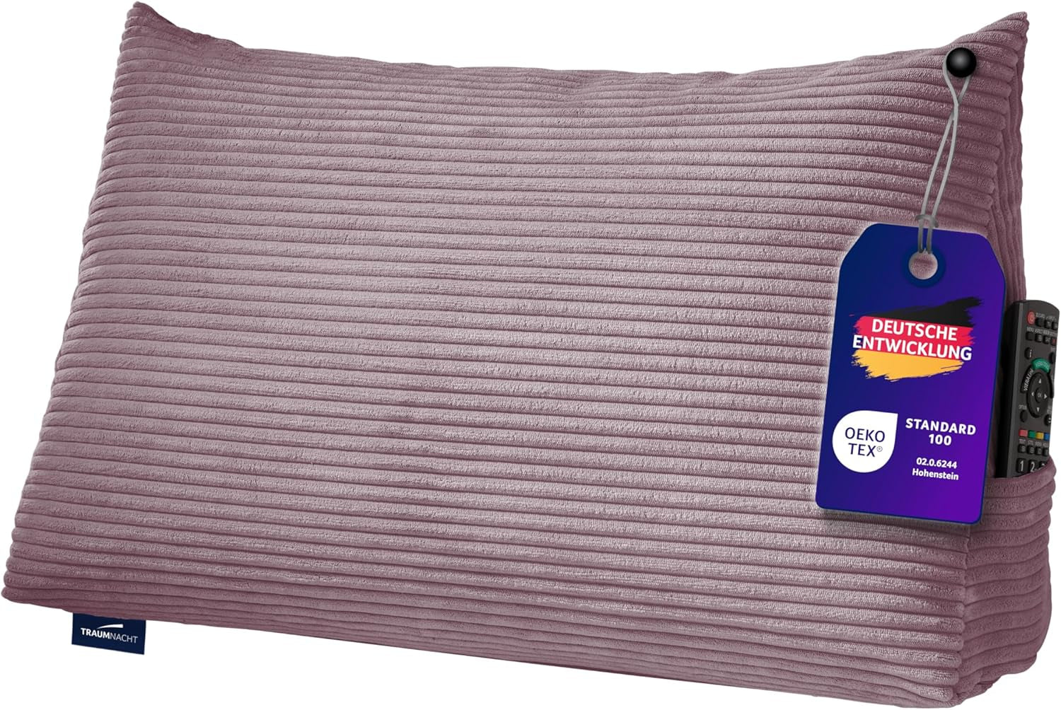 Traumnacht Cozy Rückenkissen, Lesekissen, 70 x 40 cm beige, abnehmbarer und waschbarer Bezug aus 100 % Polyester, praktische Seitentasche, Öko-Tex zertifiziert, nach deutschen Qualitätsstandards produziert