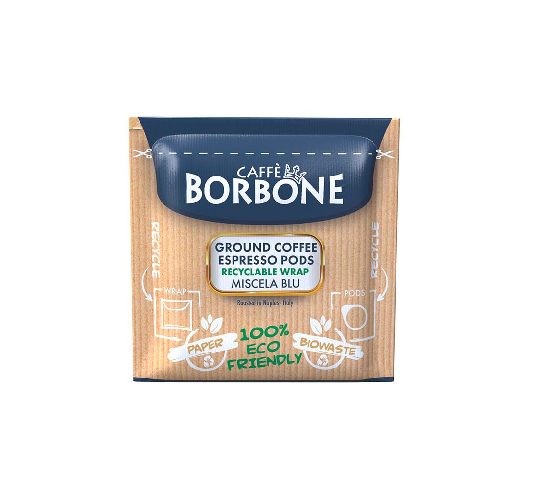 Caffè Borbone kompostierbare Kaffeepads, blaue Kaffeemischung – 50 Pads – kompatibel mit ESE System Papierpads 44 mm