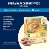 Bozita Tetra sterilisierte Stücke in Sauce mit viel Huhn – 6 x 370 g nasses getreide- und zuckerfreies Katzenfutter – gentechnikfrei, mit 8,5 % Protein und 4,5 % Fett – hochwertig und äußerst lecker
