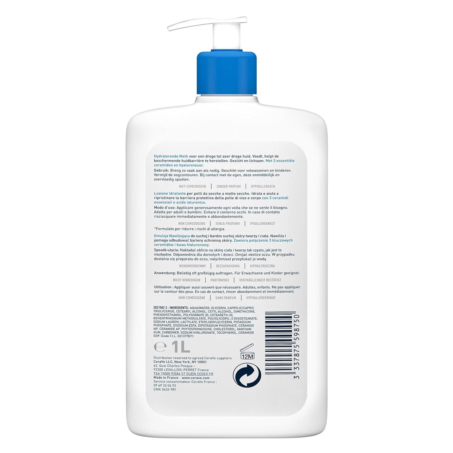 Cerave Feuchtigkeitslotion für Körper und Gesicht, 1 Liter Kosmetik und Schönheit Naty Shop