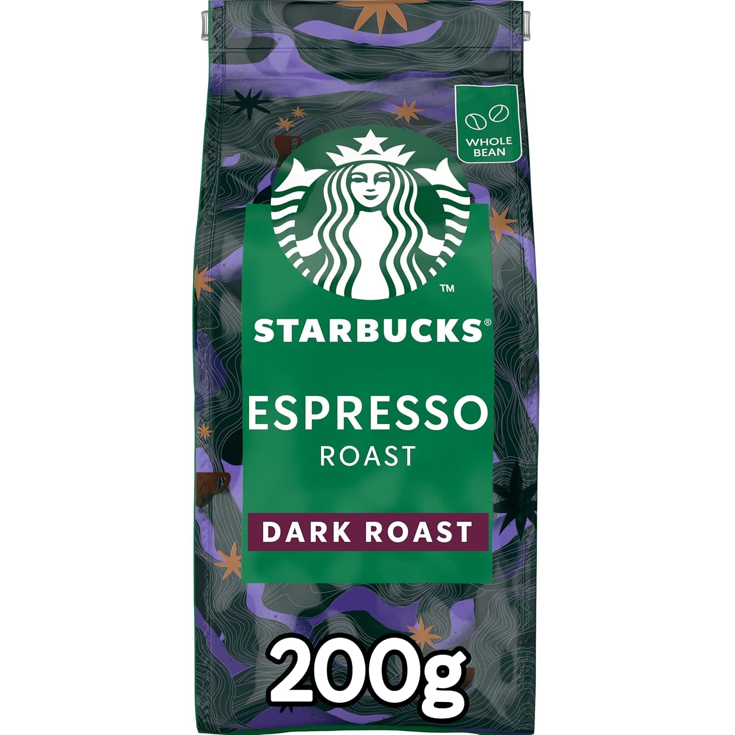 STARBUCKS Espresso Roast, Black Roast, ganze Kaffeebohnen, 200 g (6er-Pack)