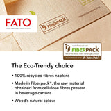 Fato – Natürliche 4-fach gefaltete Einweg-Papierservietten, umweltfreundlich, 40 Stück, Größe 38 x 38, 2-lagig, 100 % Recyclingpapier