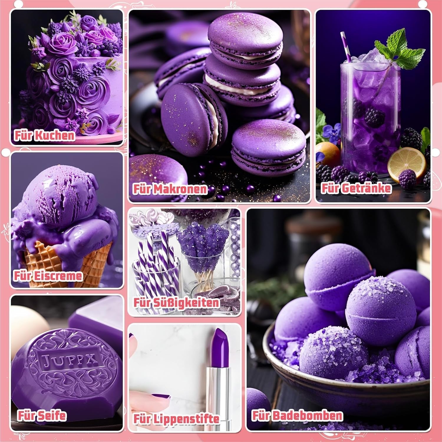 Gel-Lebensmittelfarbe – HXDZFX 2×30 ml, zuckerfreie Lebensmittelfarbe, hochkonzentriert, zum Dekorieren von Kuchen, weißem Fondant, Makronen, Keksen, Backen, Ostereiern, Schleim (Traubenviolett)