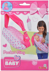 Simba 105560002 Verstellbarer Tragetuch für Neugeborene mit Tasche und Flasche für 38–43 cm große Puppen ab 3 Jahren