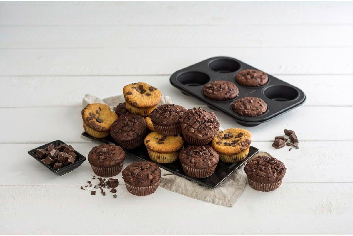 Zenker 6Er Muffinform Schwarz Metallic, 275X190X30 Mm, Teflon Classic Antihaftbeschichtung, Hitzebeständig bis 230°C, Leichte Reinigung, Ideal Für Köstliche Muffins Formen und Backbleche Naty Shop